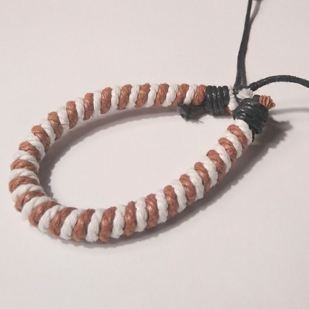 Men's leather bracelet braided brown New 3‎